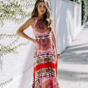 VICI Reina printed halter maxi dress